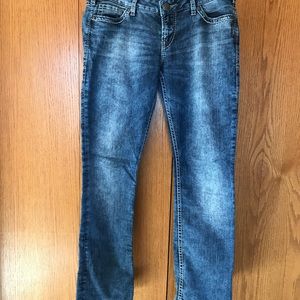 Ladies Silver Jeans, Size 31 waist, 32” long.